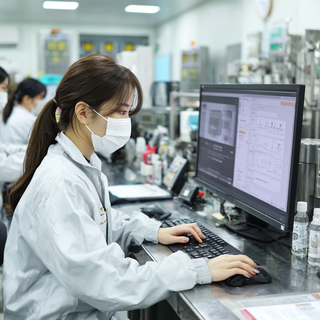 식품공장에서 Selovix로 HACCP 점검하는 관리자